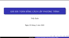 Bài giảng ôn tập Toán 8 - Bài: Giải bài toán bằng cách lập phương trình - Năm học 2020-2021 - Mr Quân