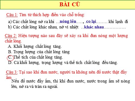 Bài giảng theo chủ đề Vật lý Khối 6 - Chủ đề 19: Sự nở vì nhiệt của chất khí