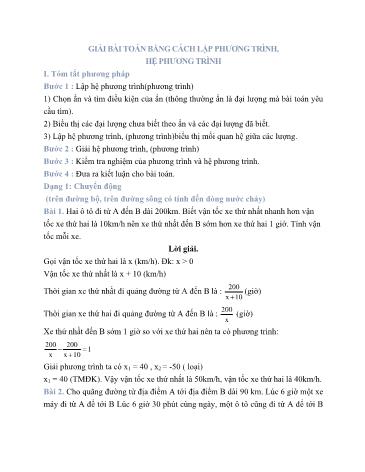 Đề cương ôn tập Đại số Lớp 9 - Giải bài toán bằng cách lập phương trình, hệ phương trình