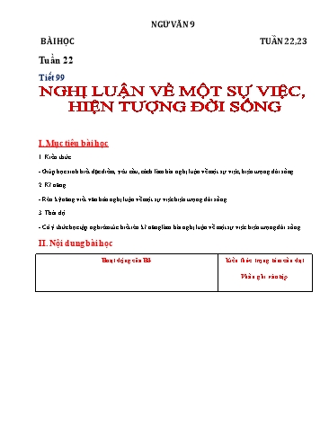 Giáo án Ngữ văn Lớp 9 - Tuần 22+23