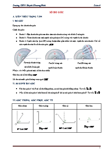 Giáo án ôn tập Toán Lớp 6 - Bài: Số đo góc - Trường THCS Huỳnh Khương Ninh