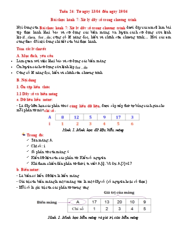 Giáo án Tin học Lớp 8 - Tuần 24, Bài thực hành 7: Xử lý dãy số trong chương trình