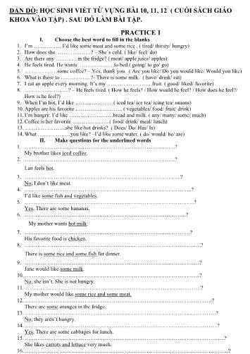 2 Bài tập ôn tập Tiếng Anh Lớp 6