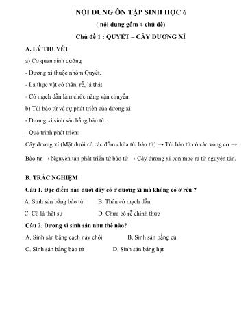 4 Chủ đề ôn tập môn Sinh học Lớp 6