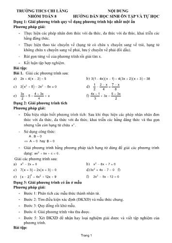 6 Dạng bài tập ôn tập môn Toán Lớp 8 - Trường THCS Chi Lăng