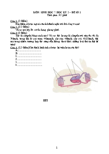 6 Đề kiểm tra 1 tiết học kỳ 2 môn Sinh học Lớp 7
