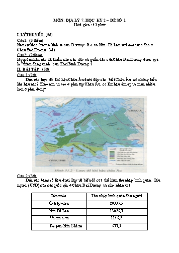 6 Đề kiểm tra học kỳ 2 môn Địa lý Lớp 7