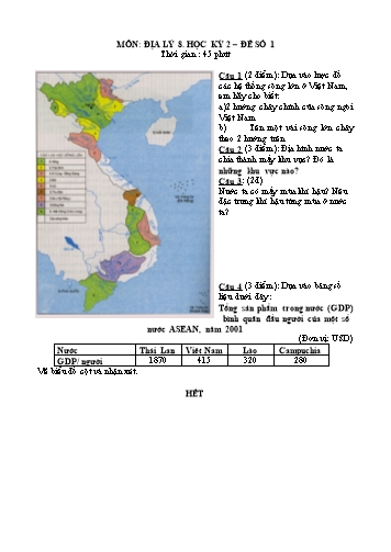 6 Đề kiểm tra học kỳ 2 môn Địa lý Lớp 8