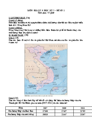 6 Đề kiểm tra học kỳ 2 môn Địa lý Lớp 9