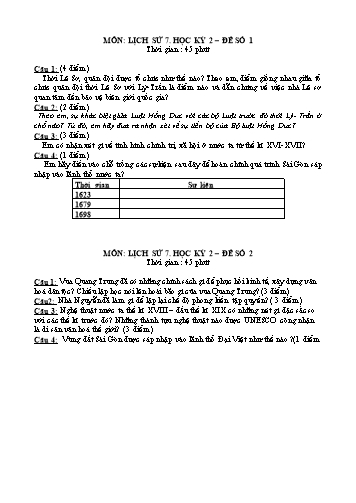 6 Đề kiểm tra học kỳ 2 môn Lịch sử Lớp 7