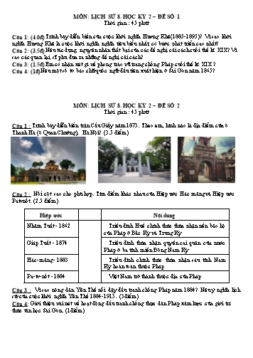 6 Đề kiểm tra học kỳ 2 môn Lịch sử Lớp 8