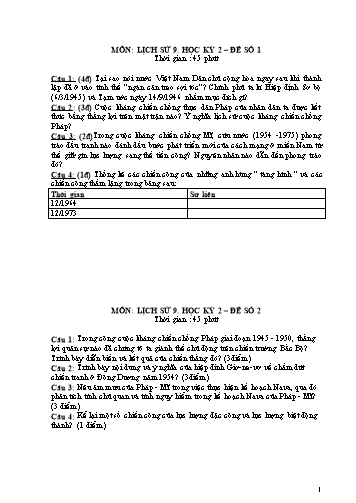 6 Đề kiểm tra học kỳ 2 môn Lịch sử Lớp 9
