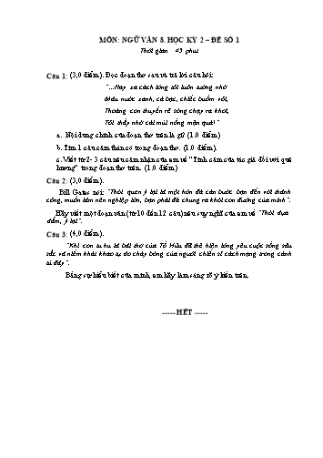 6 Đề kiểm tra học kỳ 2 môn Ngữ văn Lớp 8