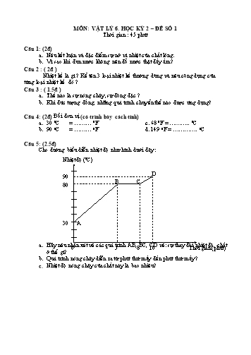6 Đề kiểm tra học kỳ 2 môn Vật lý Lớp 6