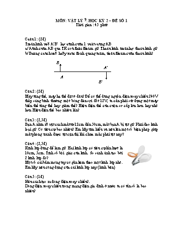 6 Đề kiểm tra học kỳ 2 môn Vật lý Lớp 9
