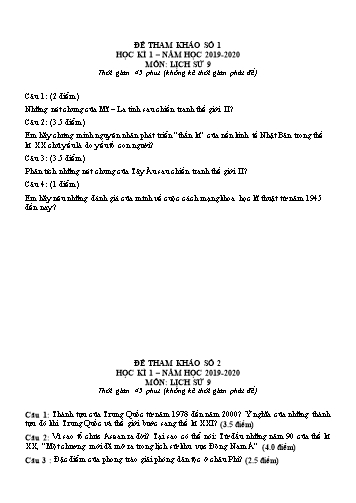 6 Đề tham khảo học kì 1 môn Lịch sử Lớp 9 - Năm học 2019-2020
