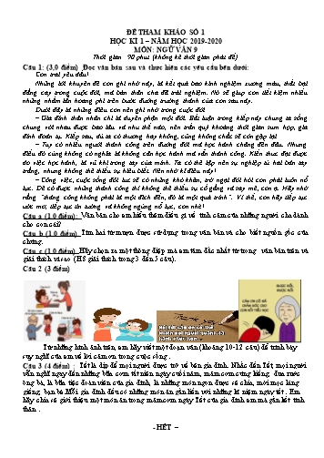 6 Đề tham khảo học kì 1 môn Ngữ văn Lớp 9 - Năm học 2019-2020