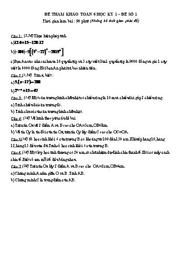 6 Đề tham khảo học kỳ 1 môn Toán Lớp 6