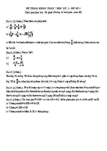 6 Đề tham khảo học kỳ 1 môn Toán Lớp 7
