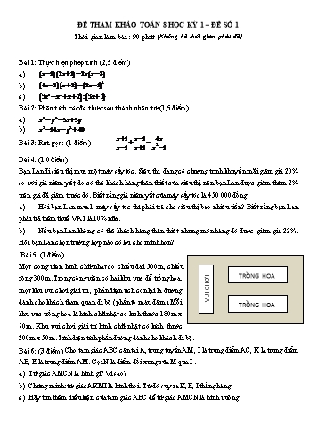 6 Đề tham khảo học kỳ 1 môn Toán Lớp 8