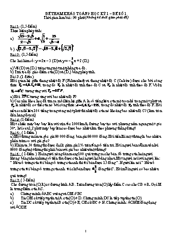 6 Đề tham khảo học kỳ 1 môn Toán Lớp 9