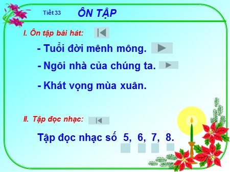 Bài giảng Âm nhạc Lớp 8 - Tiết 33: Ôn tập