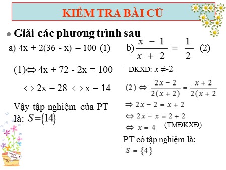 Bài giảng Đại số 8 - Tuần 24, Bài 6: Giải toán bằng cách lập phương trình