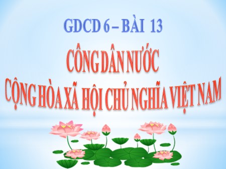 Bài giảng Giáo dục công dân Lớp 6 - Bài 13: Công dân nước Cộng hòa xã hội chủ nghĩa Việt Nam