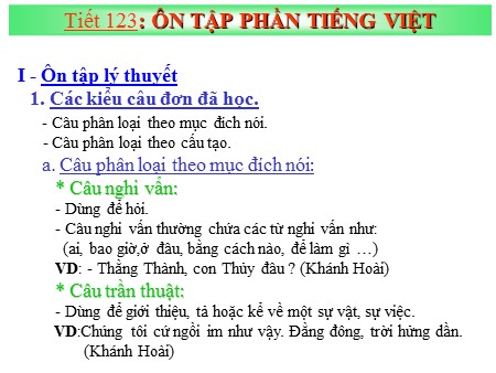 Bài giảng Ngữ văn 8 - Tiết 123: Ôn tập phần Tiếng Việt