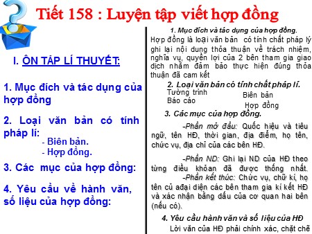 Bài giảng Ngữ văn 9 - Tiết 158: Luyện tập viết hợp đồng