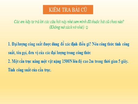 Bài giảng Vật lý 8 - Bài: Cơ năng