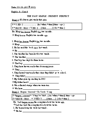 Bài tập ôn tập English 8 - Tuần 22+23, Unit 9: Natural disasters
