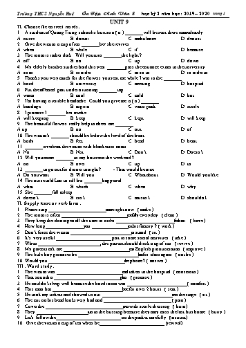 Bài tập ôn tập học kỳ 2 môn Tiếng Anh Lớp 8 - Unit 9 đến 13 - Năm học 2019-2020 - Trường THCS Nguyễn Huệ