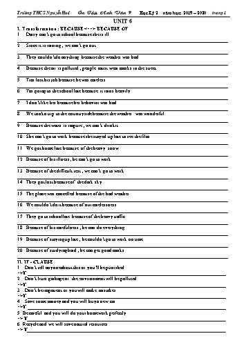 Bài tập ôn tập học kỳ 2 môn Tiếng Anh Lớp 9 - Unit 6 đến 9 - Năm học 2019-2020 - Trường THCS Nguyễn Huệ