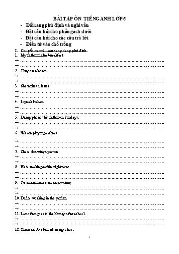 Bài tập ôn tập môn Tiếng Anh Lớp 6