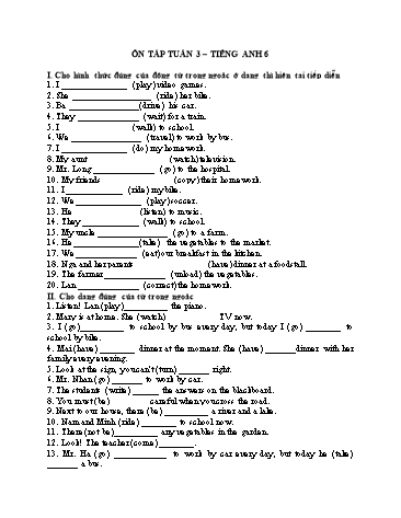 Bài tập ôn tập Tiếng Anh Lớp 6 - Tuần 3