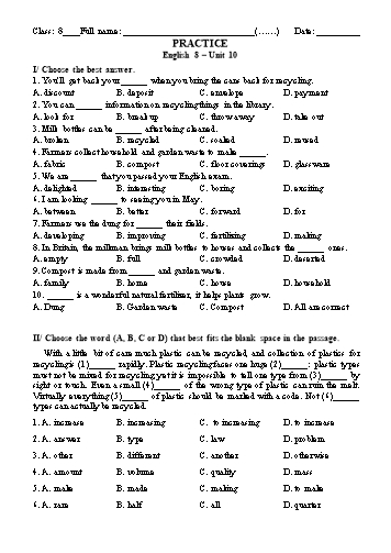 Bài tập ôn tập Tiếng Anh Lớp 8 - Unit 10: Communication (Kèm đáp án)