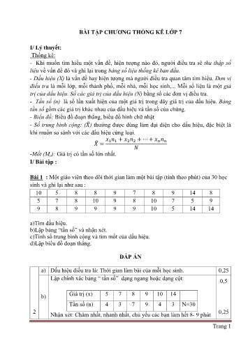 Bài tập thống kê Lớp 7 (Có đáp án)
