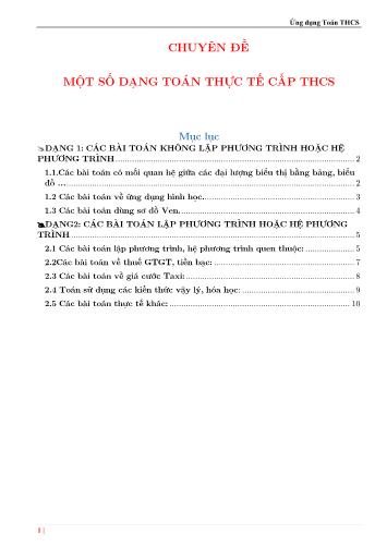 Chuyên đề Một số dạng Toán thực tế cấp THCS