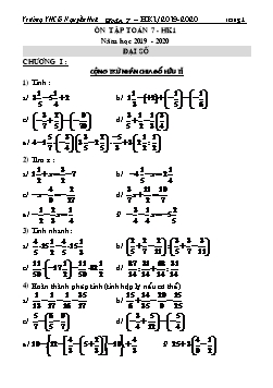 Đề cương ôn tập học kì 1 môn Toán Lớp 7 - Năm học 2019-2020 - Trường THCS Nguyễn Huệ