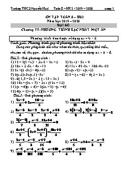 Đề cương ôn tập học kì 2 môn Toán Lớp 8 - Năm học 2019-2020 - Trường THCS Nguyễn Huệ