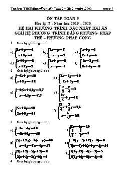 Đề cương ôn tập học kì 2 môn Toán Lớp 9 - Năm học 2019-2020 - Trường THCS Nguyễn Huệ