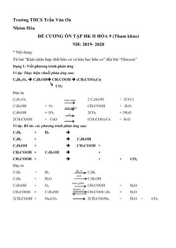 Đề cương ôn tập học kì II môn Hóa học 9 - Năm học 2019-2020 - Trường THCS Trần Văn Ơn