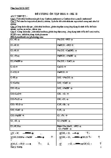 Đề cương ôn tập học kì II môn Hóa học Lớp 9 - Năm học 2016-2017