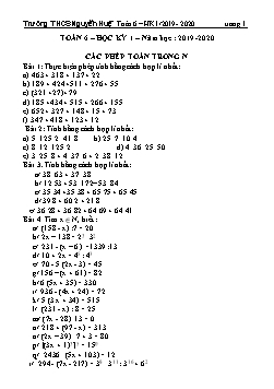 Đề cương ôn tập học kỳ 1 môn Toán Lớp 6 - Năm học 2019-2020 - Trường THCS Nguyễn Huệ