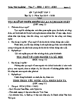 Đề cương ôn tập học kỳ 2 môn Ngữ văn Lớp 7 - Năm học 2019-2020 - Trường THCS Nguyễn Huệ