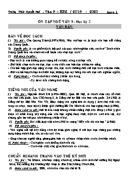 Đề cương ôn tập học kỳ 2 môn Ngữ văn Lớp 9 - Năm học 2019-2020 - Trường THCS Nguyễn Huệ