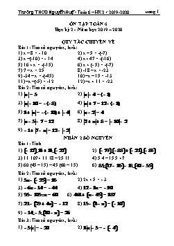 Đề cương ôn tập học kỳ 2 môn Toán Lớp 6 - Năm học 2019-2020 - Trường THCS Nguyễn Huệ