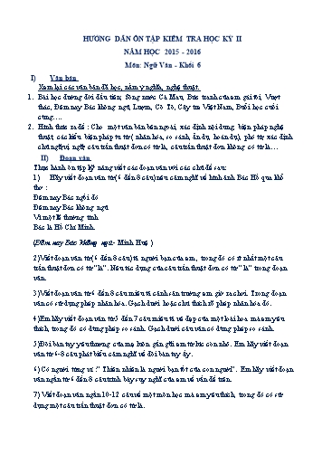Đề cương ôn tập kiểm tra học kỳ II môn Ngữ văn Khối 6 - Năm học 2015-2016
