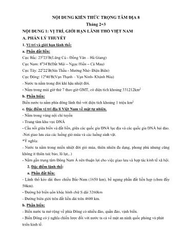 Đề cương ôn tập môn Địa lí Lớp 8